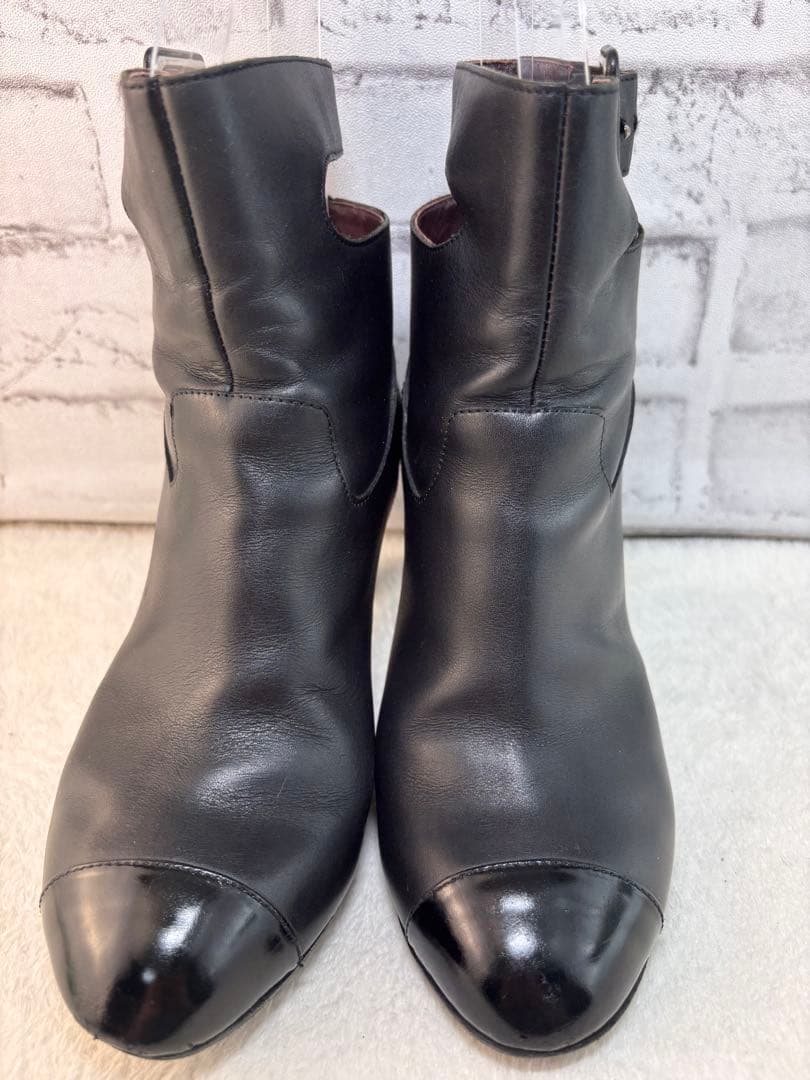 大幅値下げ★CHANEL・レザー切替 アンクル ココマーク ブーツ