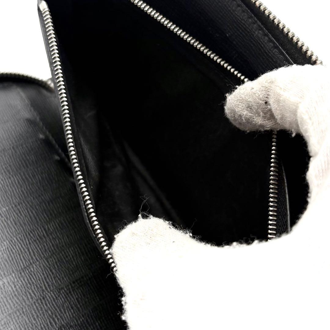 【美品】ダンヒル 長財布 オーガナイザー ラウンドジップ レザー ブラック