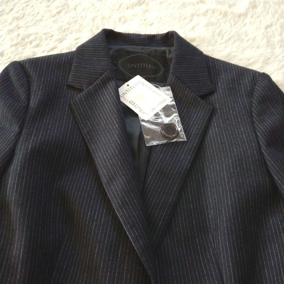 【アンタイトル】未使用 ストライプ パンツスーツ セットアップ ウール ネイビー