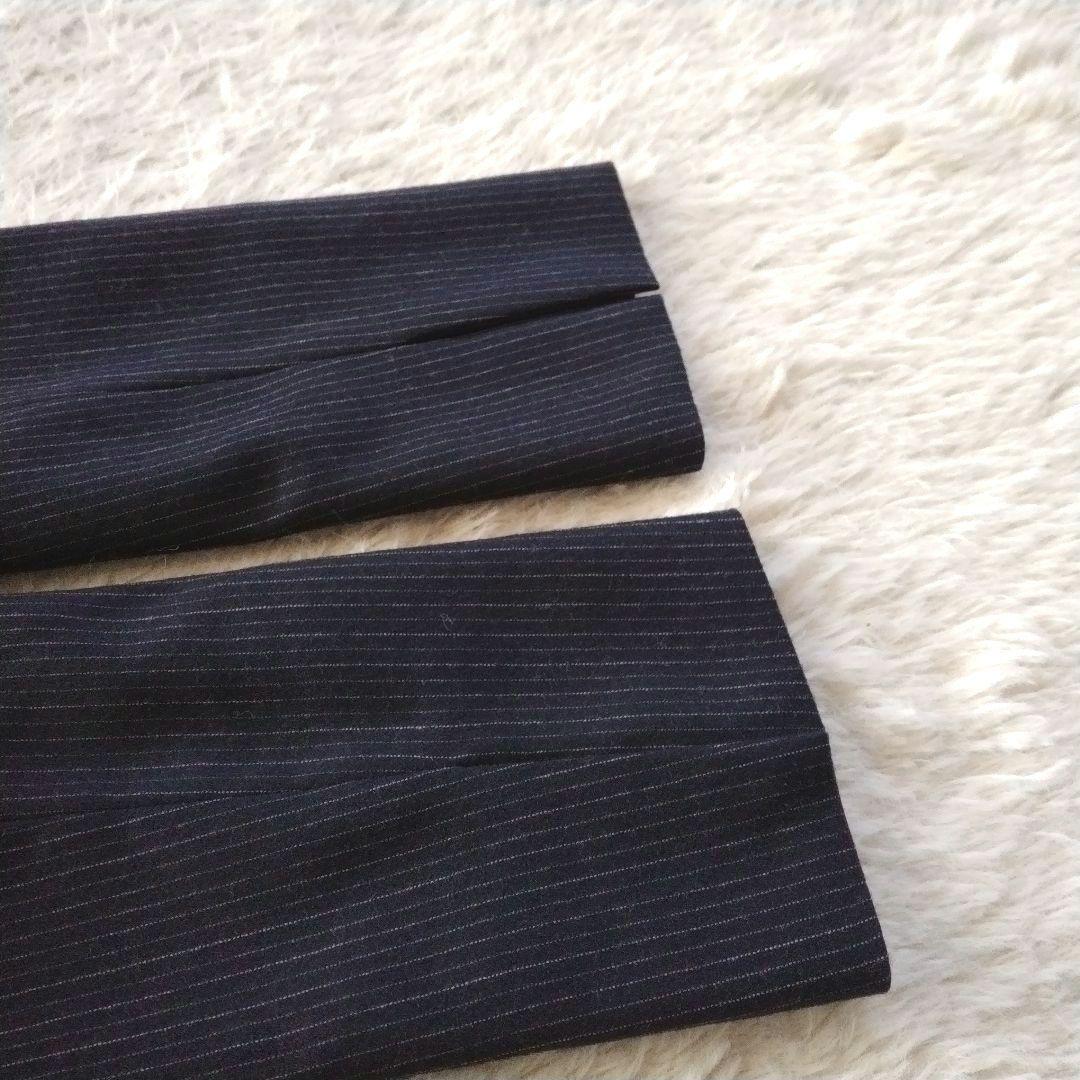 【アンタイトル】未使用 ストライプ パンツスーツ セットアップ ウール ネイビー