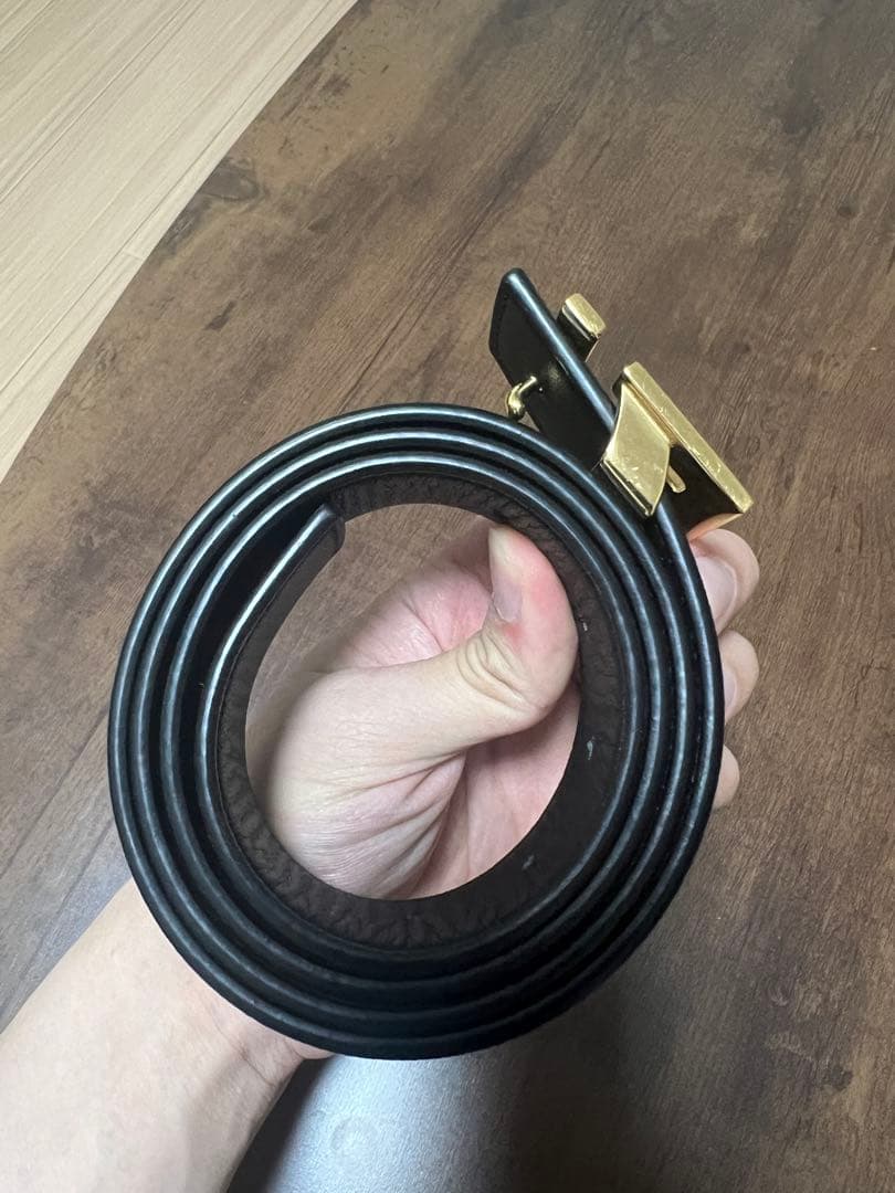 ‼️FFスクエアベルト‼️ ブラックレザー リバーシブルベルト