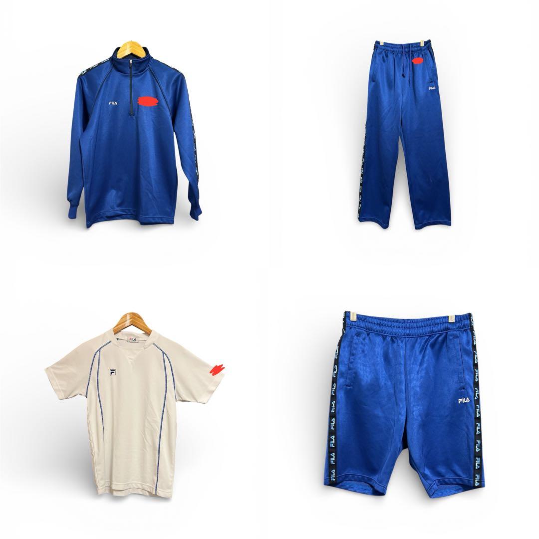 FILA フィラ　体操服　ジャージ　トレーニングウェア　上下４点セット　ブルー