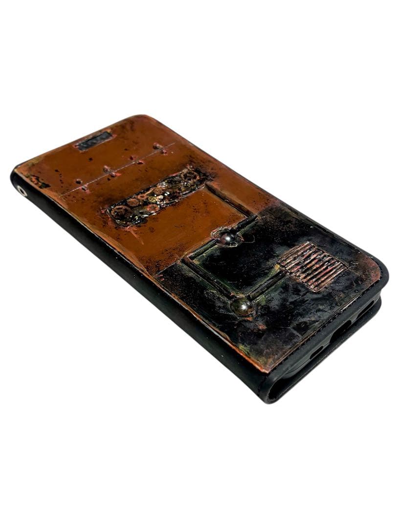 スチームパンクスペースギアBBさび塗装強化プレート手帳型ハンドメイドスマホケース