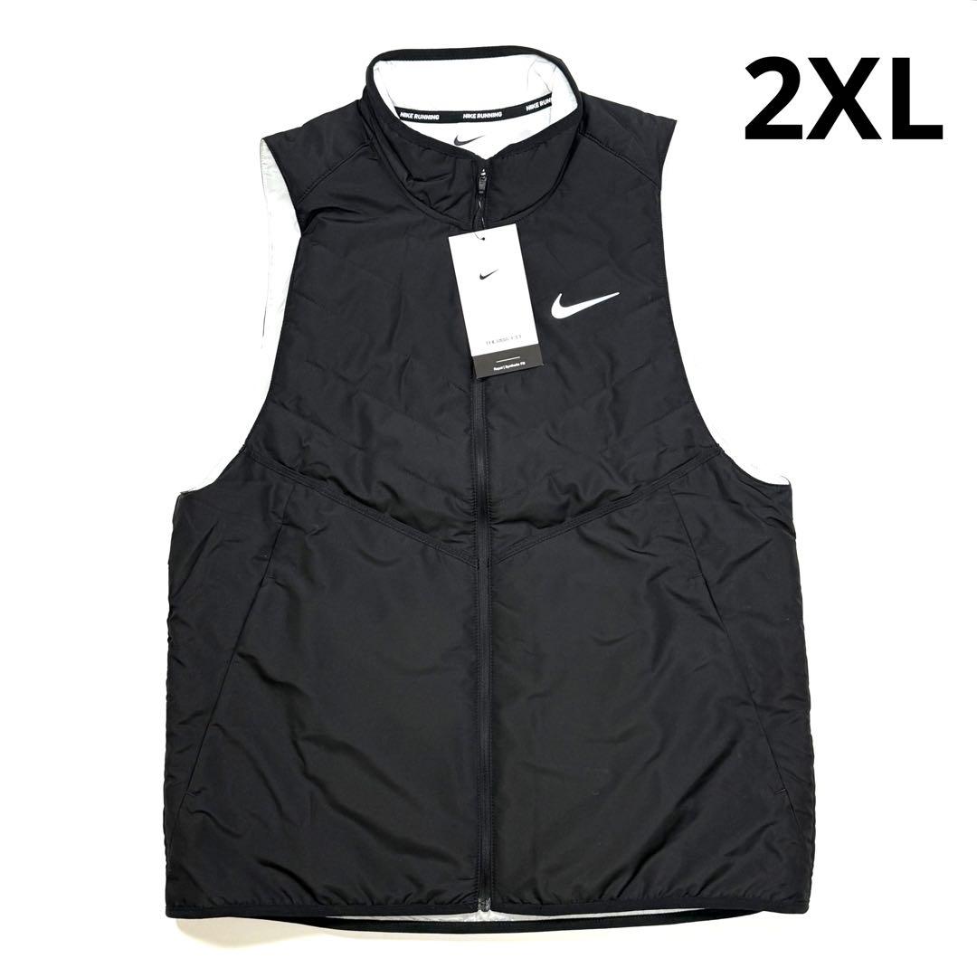 ナイキ　サーマフィット　レペル　メンズ　ランニングベスト　中綿　2XL 黒 防寒