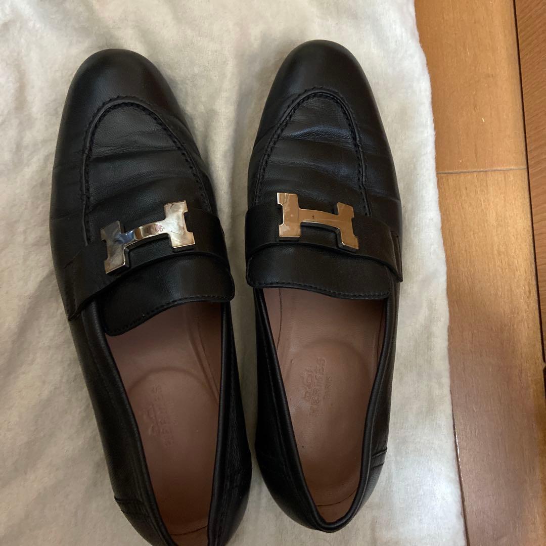 本日7日限定価格エルメス　モカシン　パリ　シルバー金具　35