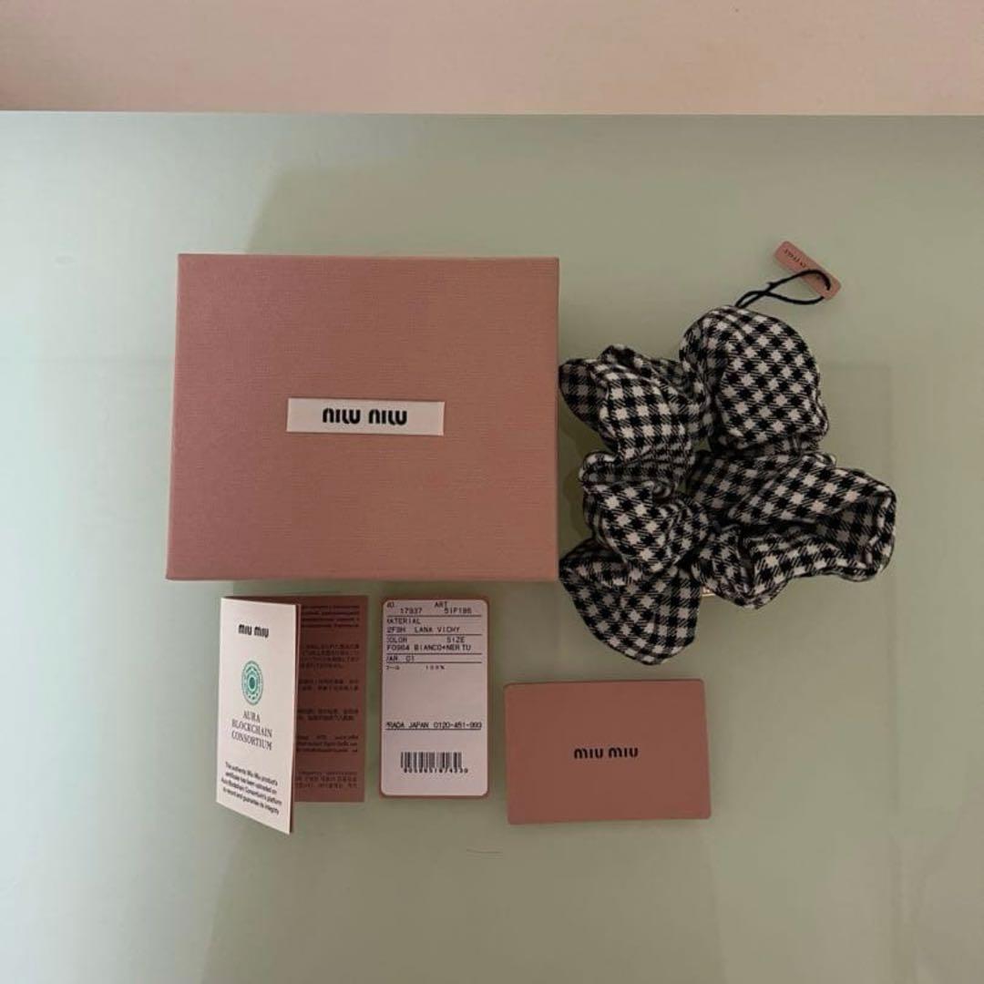 MIU MIU ミュウミュウ ギンガムシュシュ ボルドー