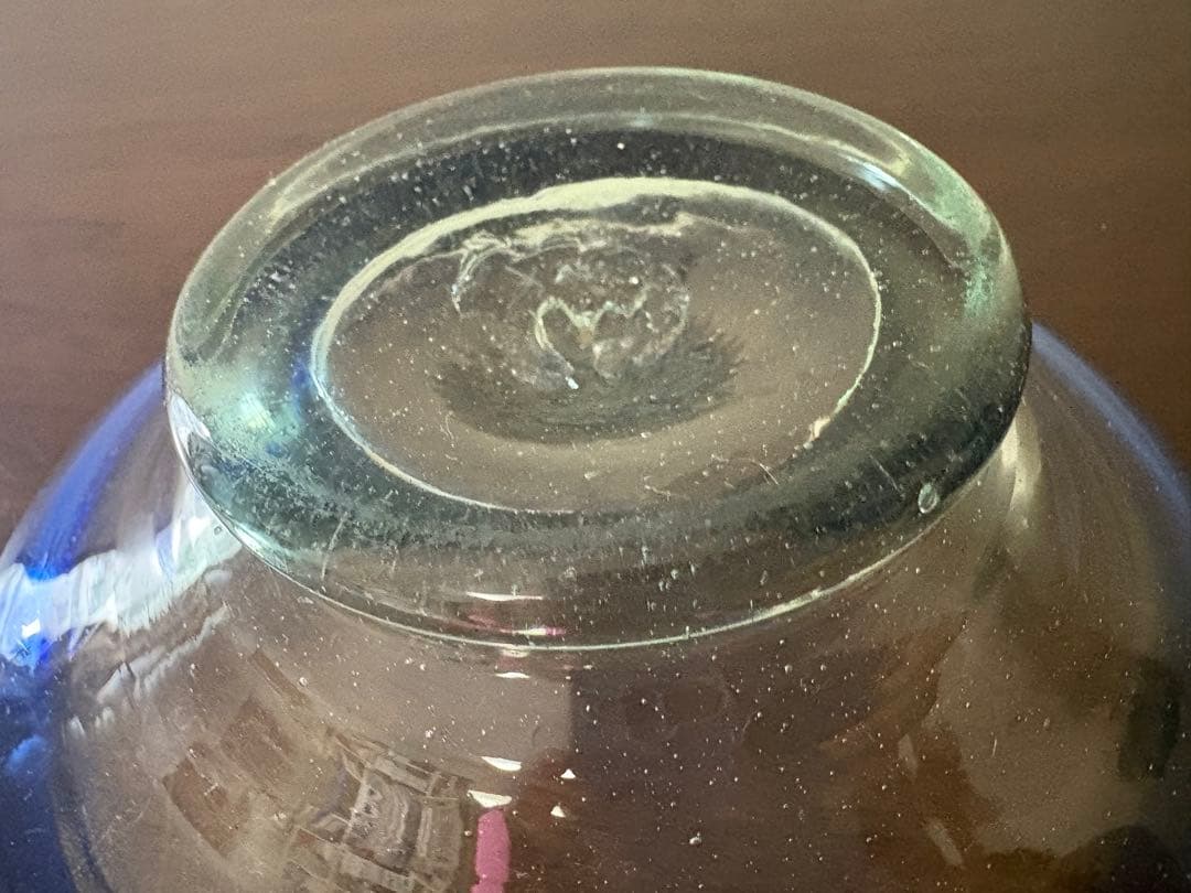 和ガラス　大正ガラス　青色×緑色　氷カップ　ウランガラス　ぽっくり厚みあり