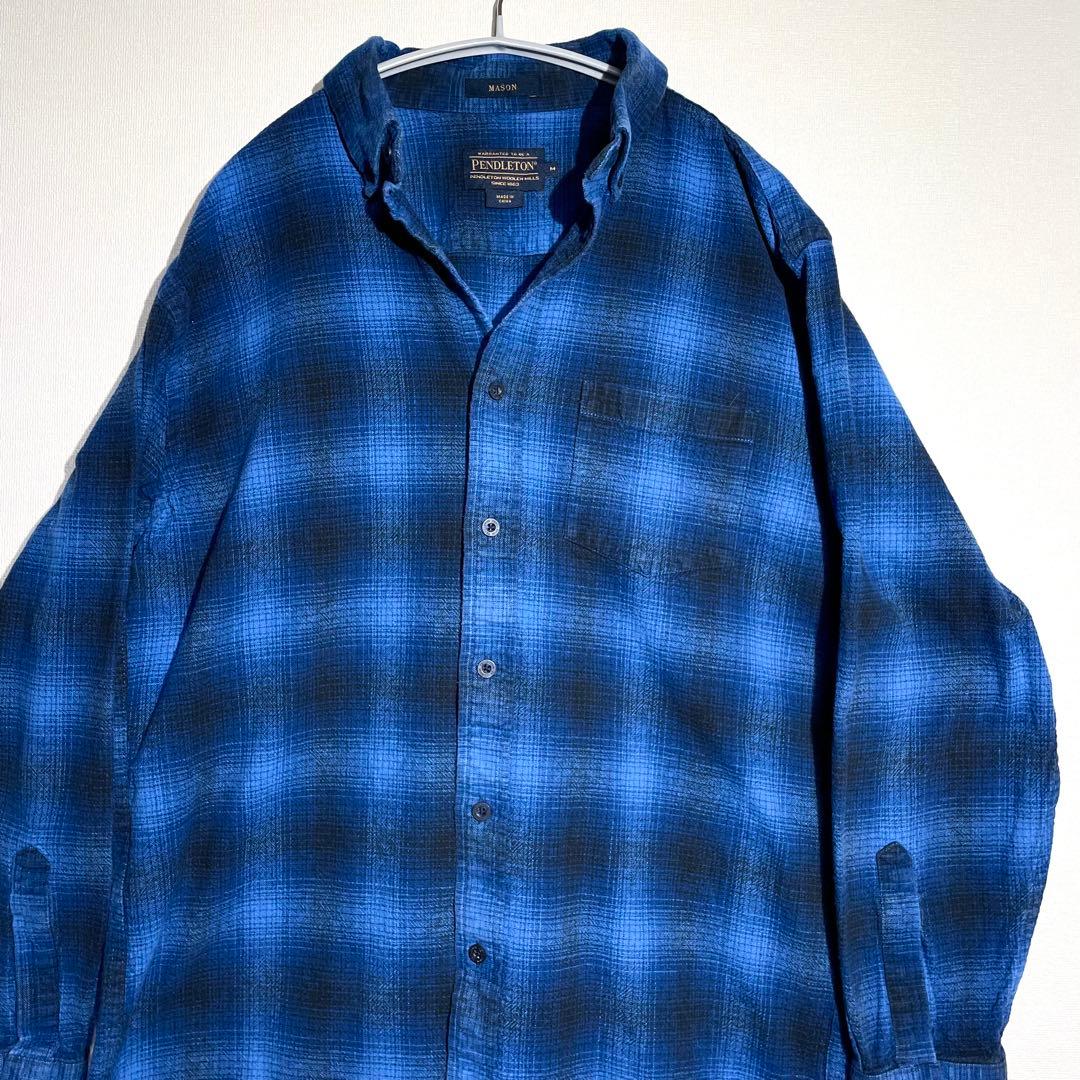 G*n様 【希少】 ペンドルトン オンブレ チェック ダーク ブルー シャツ L