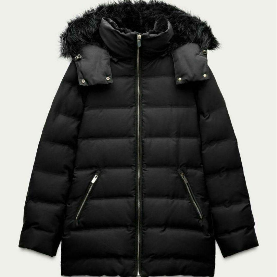 美品 XSサイズ ZARA セミロング丈ファー付きダウン