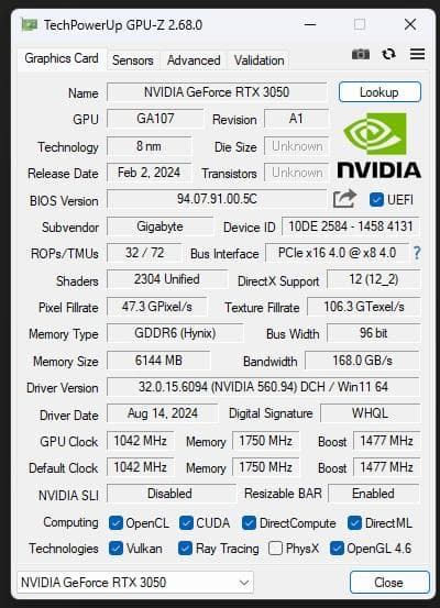 グラフィックボード・グラボ・ビデオカード NVIDIA RTX3050 6GB