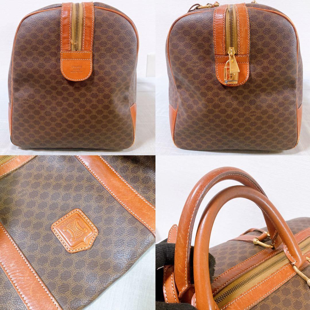 444 セリーヌ　ボストンバッグ　マカダム　ハンドバッグ　ブラウン