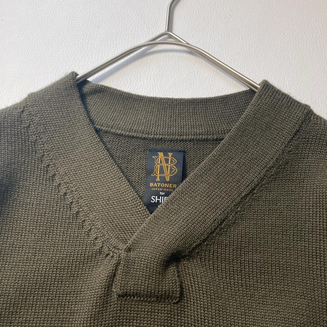 【コーキ】バトナー× SHIPS 別注 ウール100% カーキ ニット 2