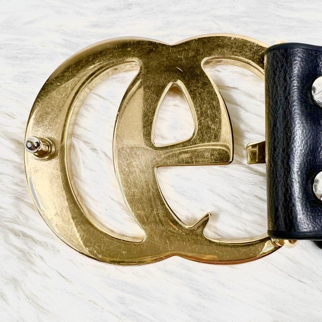 極美品✨GUCCI ベルト 黒 マーモント ゴールド金具 ダブルG