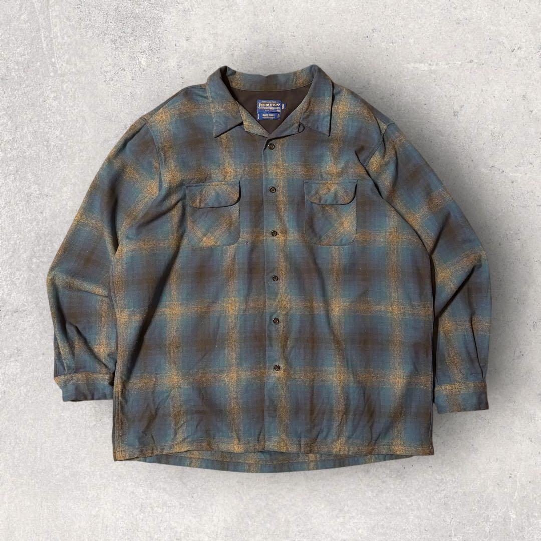 【ペンドルトン】ウールシャツ　ボート　ネルシャツ　オンブレ　人気カラー　古着 b