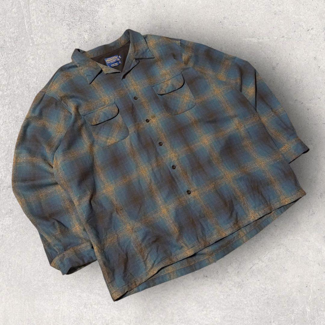 【ペンドルトン】ウールシャツ　ボート　ネルシャツ　オンブレ　人気カラー　古着 b