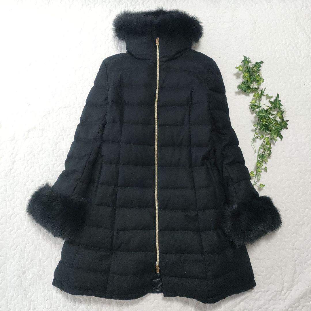 美品✨ヘルノ×ロロピアーナ　カシミヤ96％　ファーダウンコート　黒　46