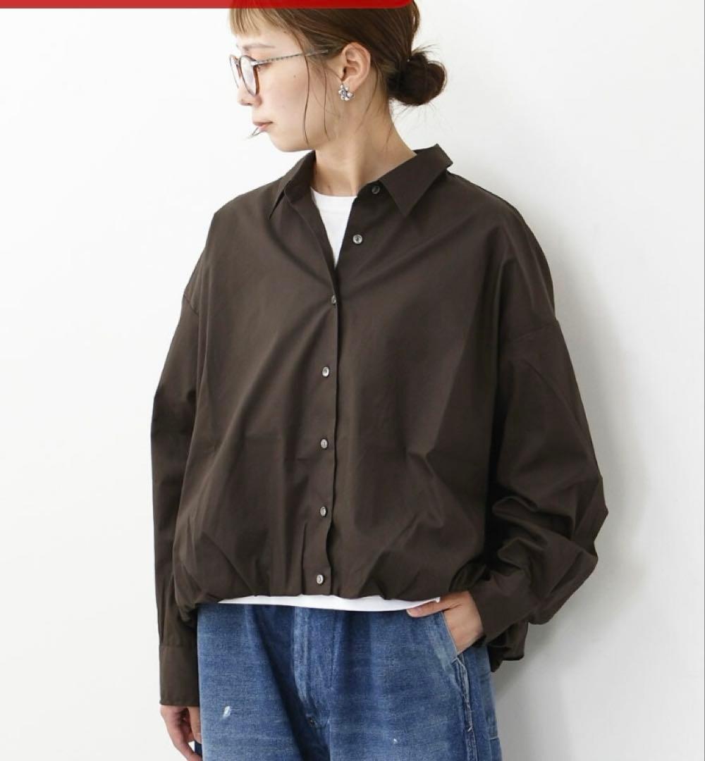 ミズイロインド　バルーンシャツ ブラウン