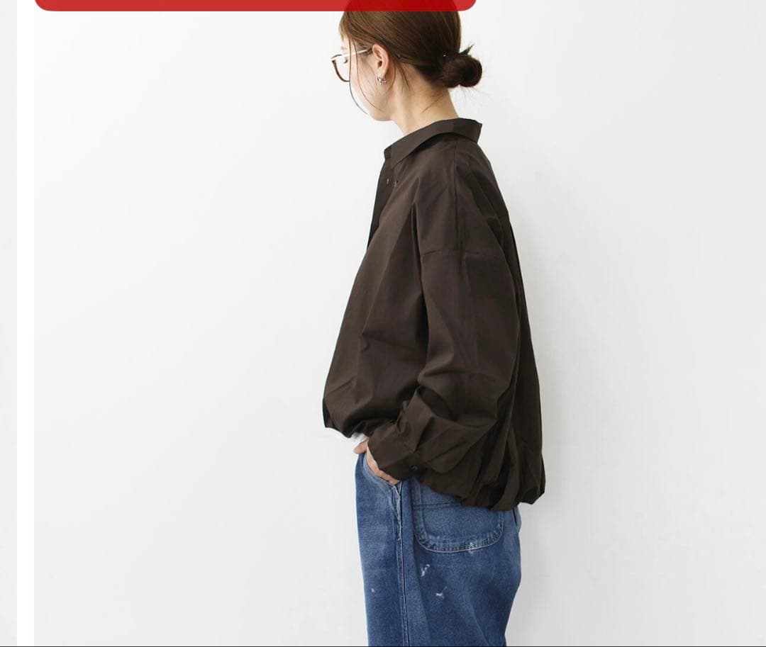 ミズイロインド　バルーンシャツ ブラウン