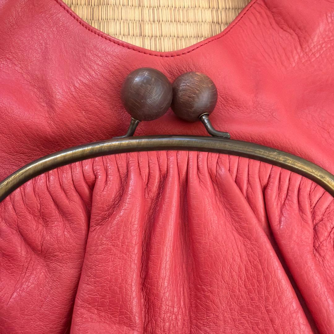 erva 赤いレザー バッグ フラップ式