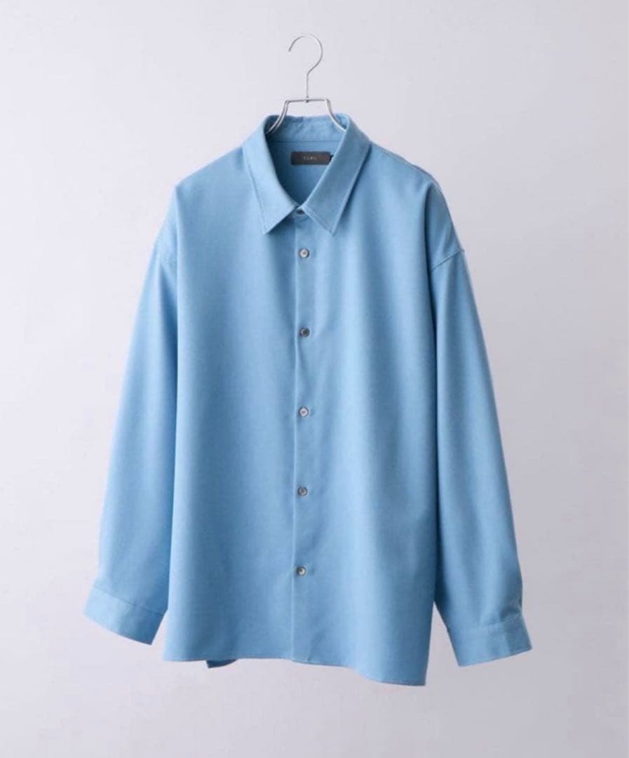 CLEL バルーン袖ルーズレギュラーカラーシャツ　XSサイズ　ブルー　即完品