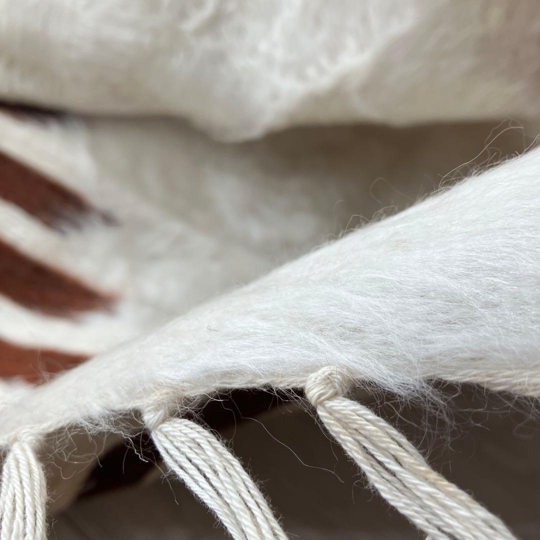 新品wool100％　オフホワイトチョコ　バッターニエ　トルコヴィンテージラグ