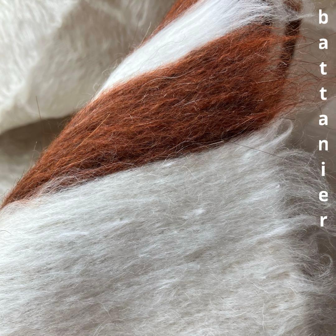 新品wool100％　オフホワイトチョコ　バッターニエ　トルコヴィンテージラグ