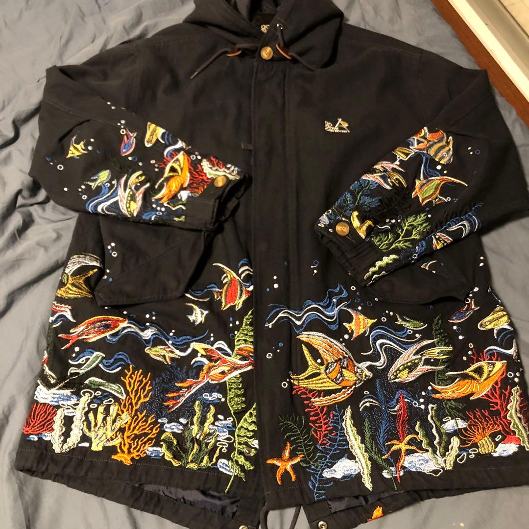 GO SLOWCARAVANゴースローキャラバンパネル刺繍モッズコートネイビー2