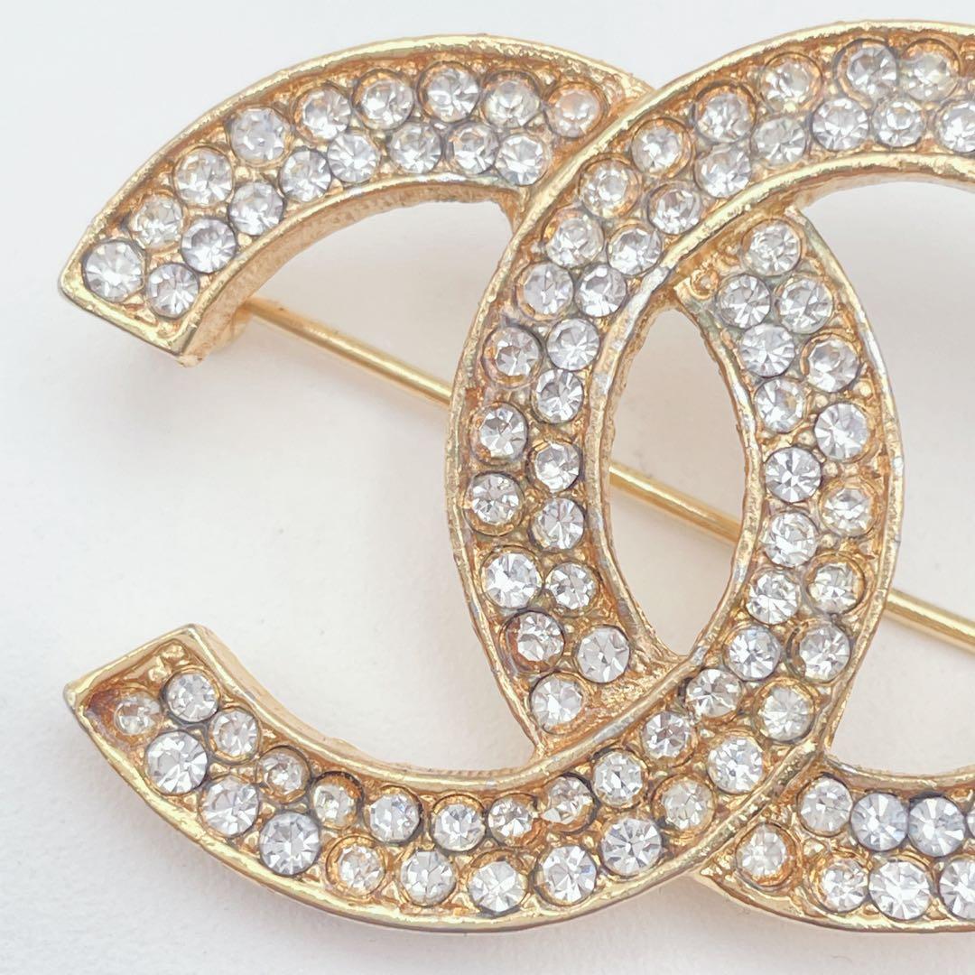 ✨️美品✨️ シャネル ココマーク ラインストーン ブローチ ゴールド 刻印有り