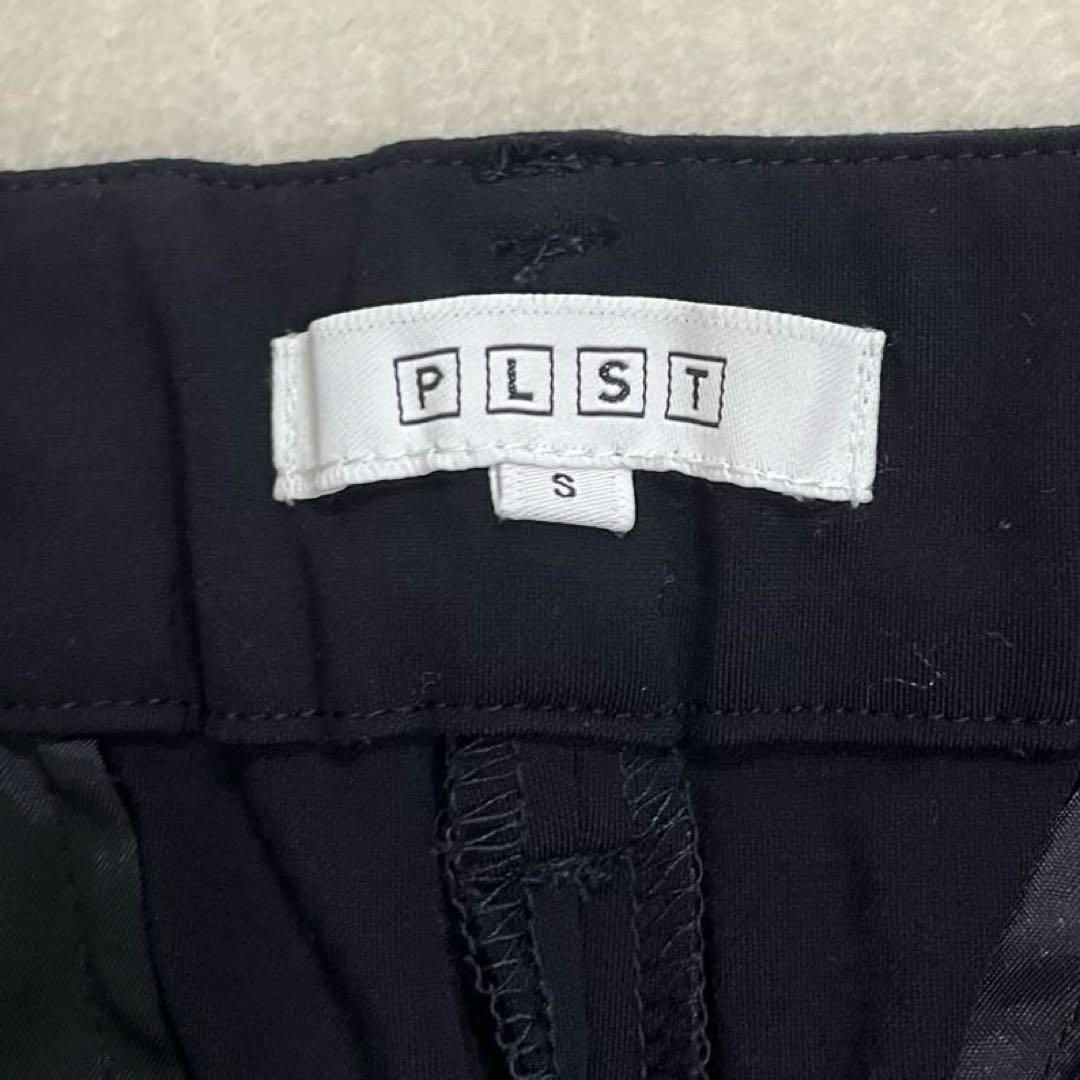 PLST プラステ 洗える パンツスーツ ノーカラー セットアップ 黒 S