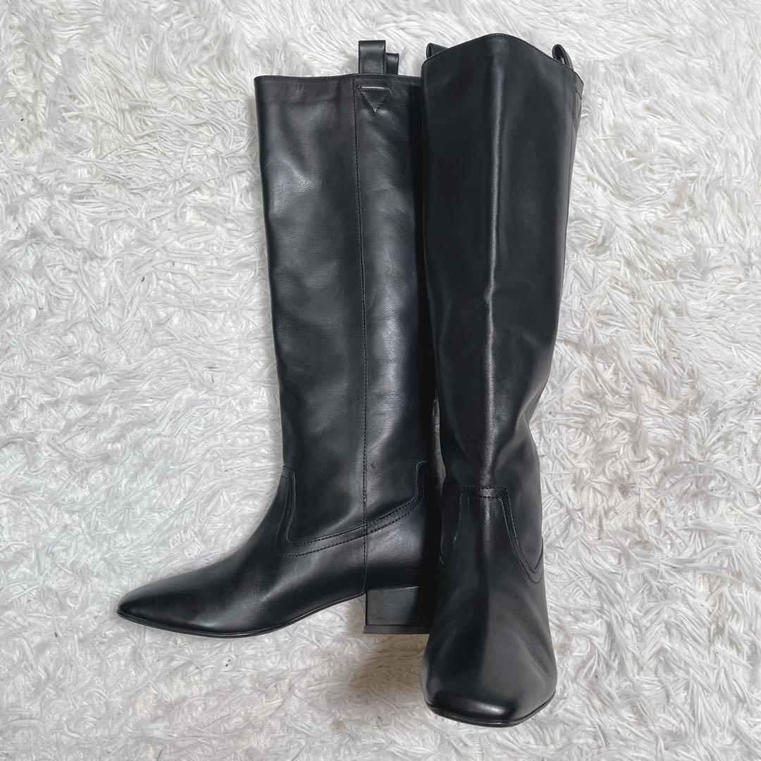 極美品　ファビオルスコーニ　ロングブーツ　レザー　ブラック　黒　23cm 36