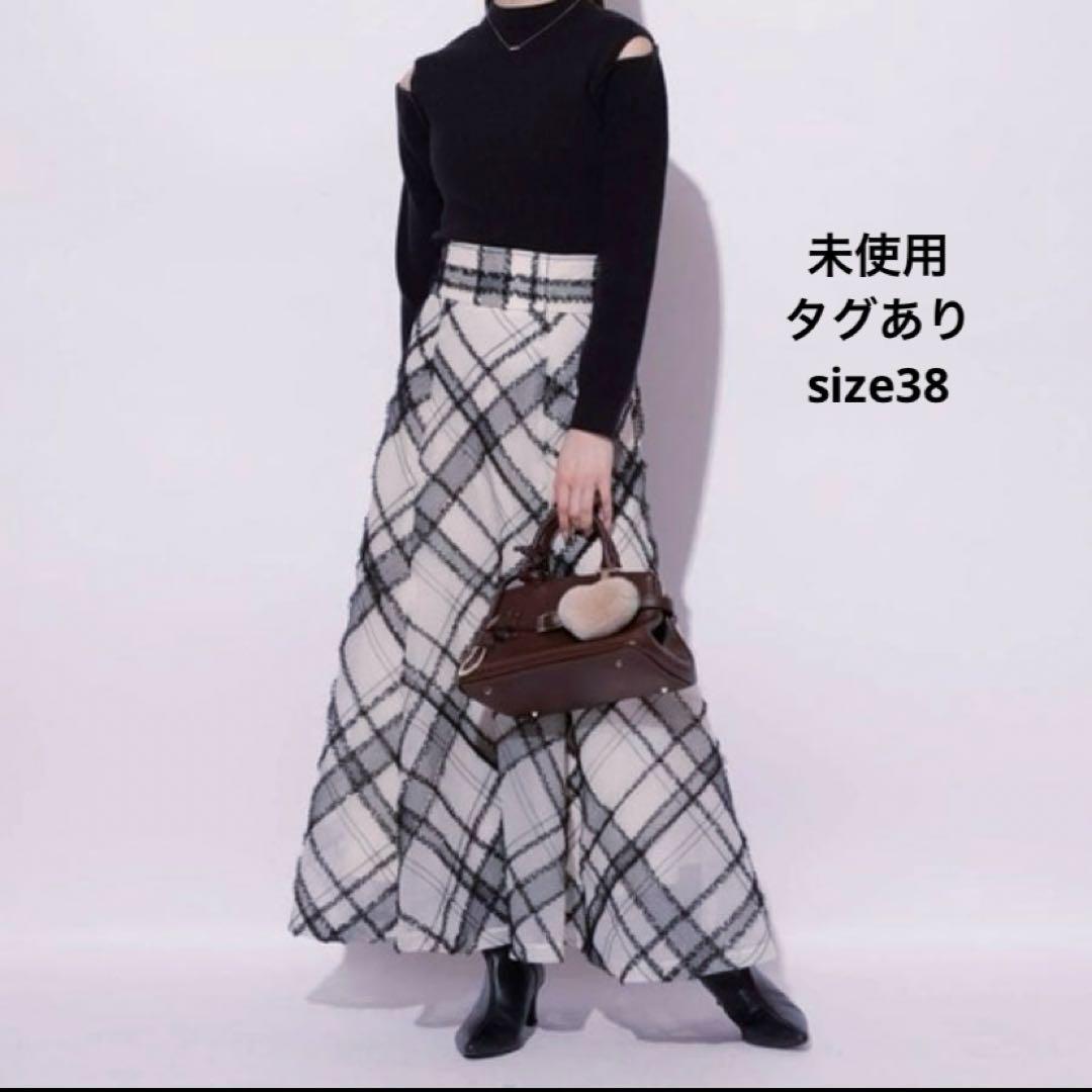 週末sale★チュールチェック刺繍スカート