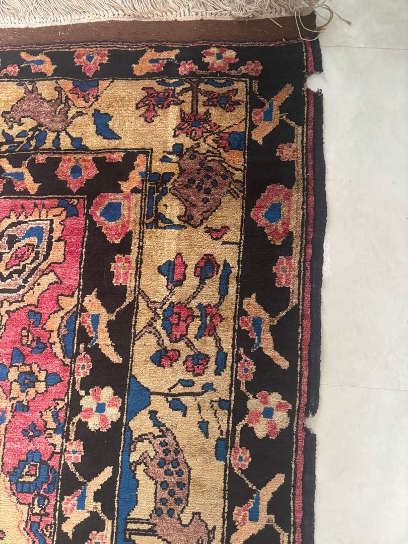 ダメージ有・格安　アフガニスタン絨毯　パキスタン　手織り　ヴィンテージ　ペルシャ