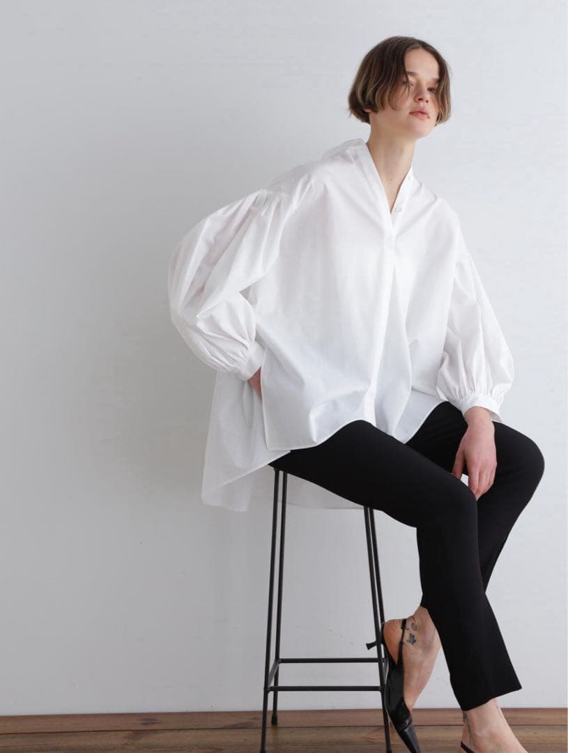 LE PHIL タイプライター ギャザーブラウス ホワイト 24AW 美品