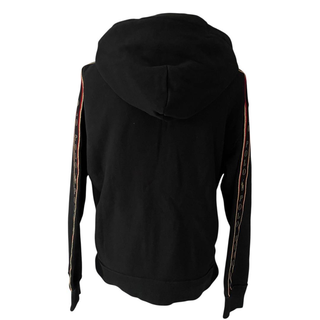 ポロラルフローレン　M ゴールドビッグポニー　ロゴライン フルジップパーカー　黒