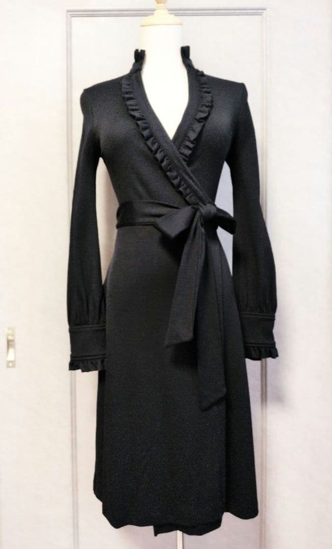 【DIANE von FURSTENBERG】ブラック ウール ラップドレス☆