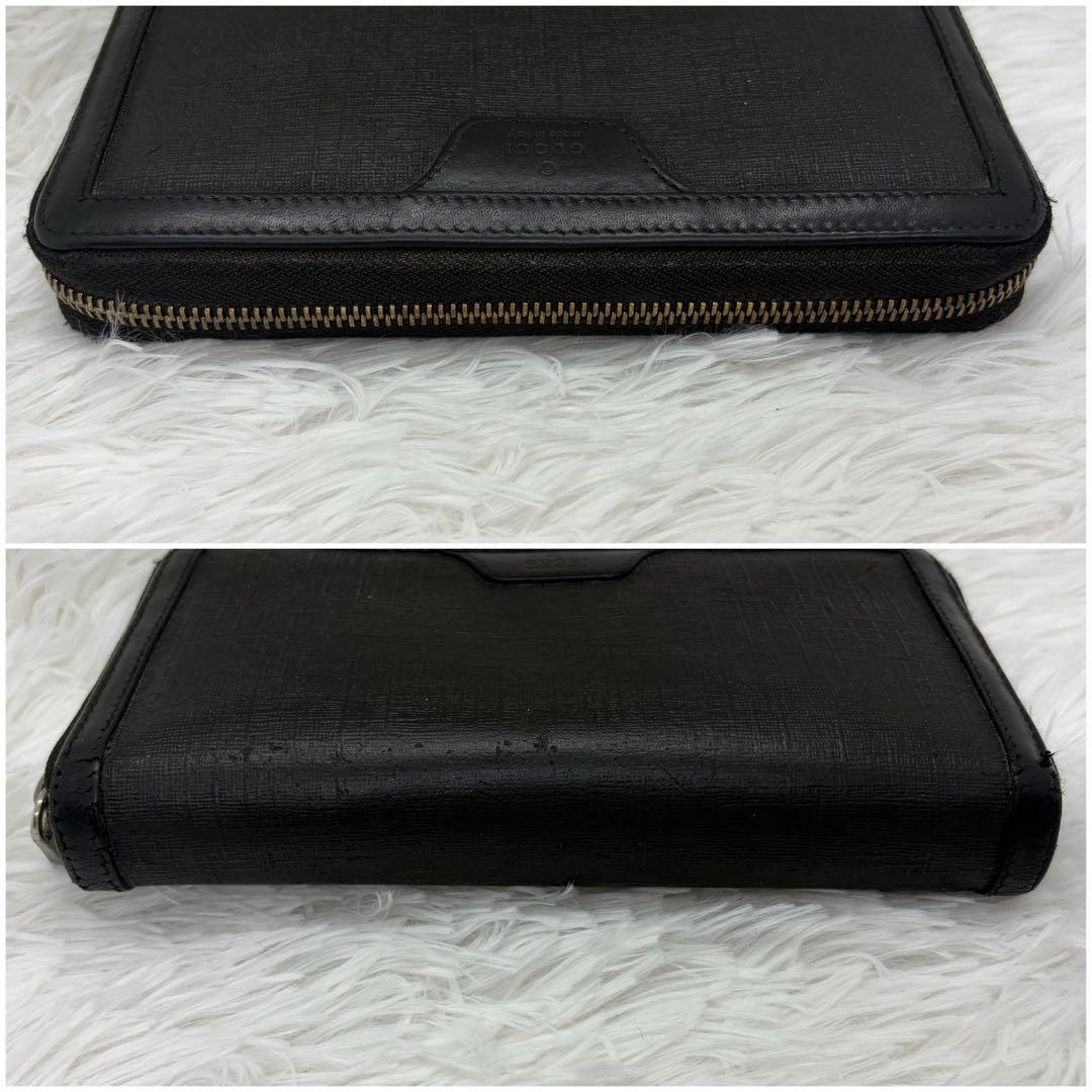 美品✨️グッチ 長財布 GGスプリーム ラウンドファスナー レザー 黒