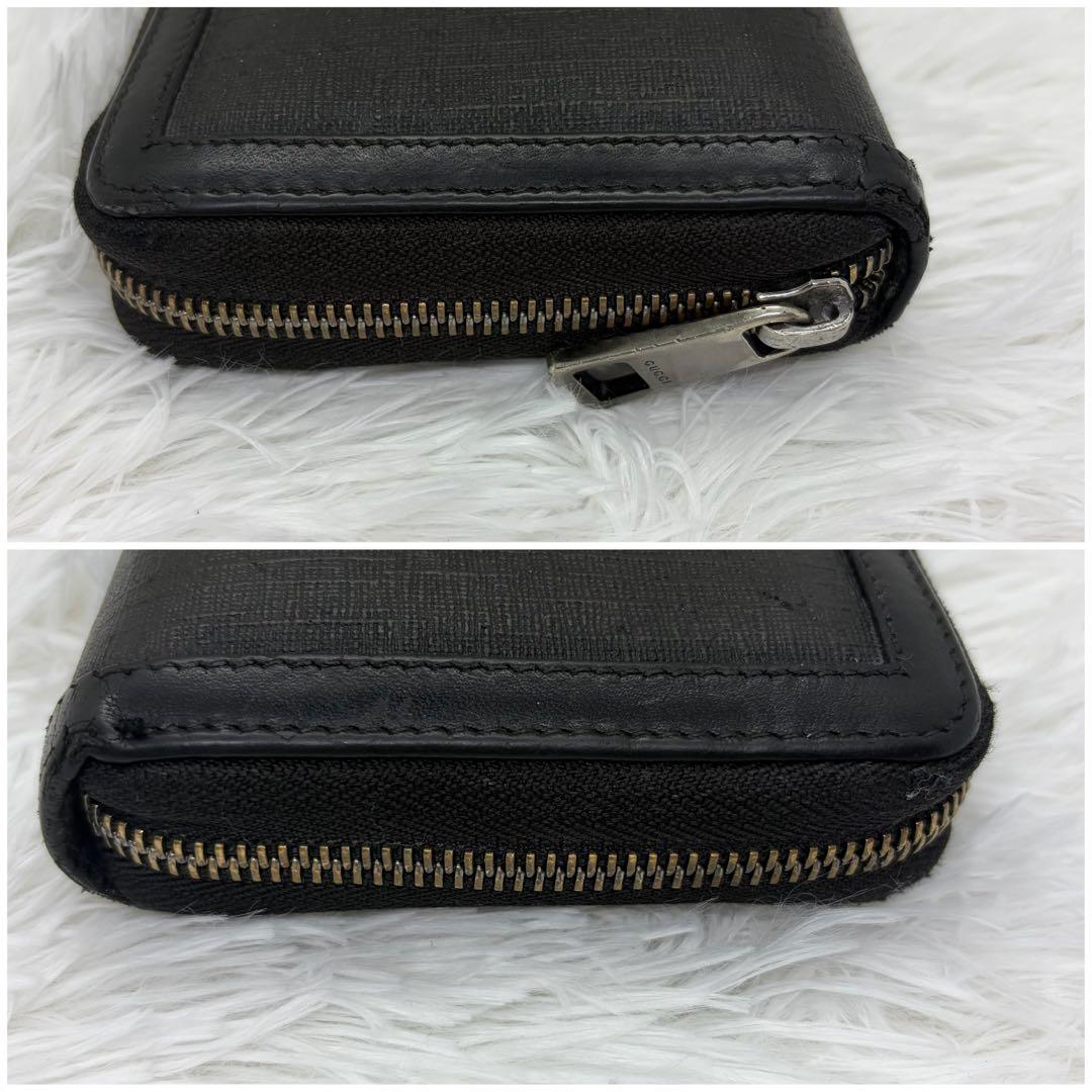 美品✨️グッチ 長財布 GGスプリーム ラウンドファスナー レザー 黒