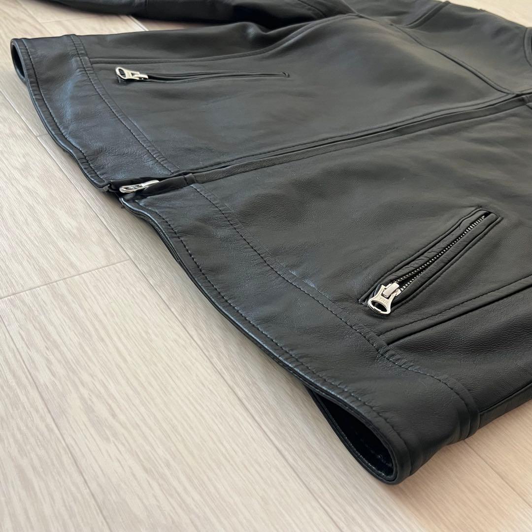 美品 SLOBE IENA ノーカラーライダースジャケット 羊革 サイズ38 冬