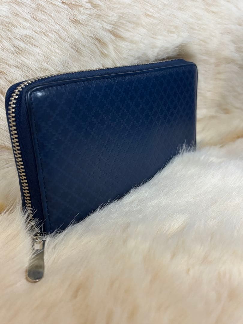 と*ぴ様 【美品】GUCCI グッチ　ディアマンテ　ラウンドファスナー　ネイビー