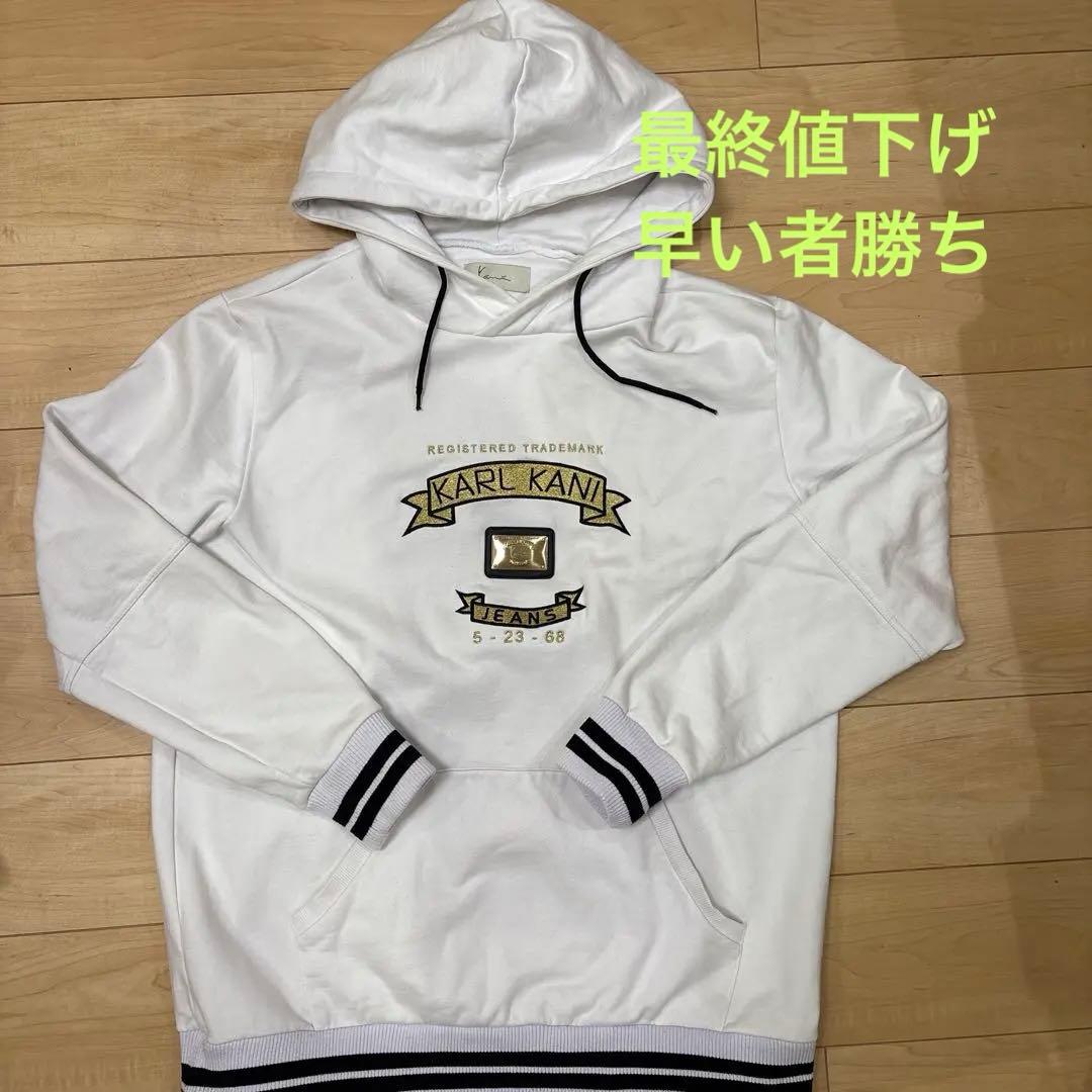 希少 早い者勝ち karl kani ゴールドプレート ホワイト パーカー