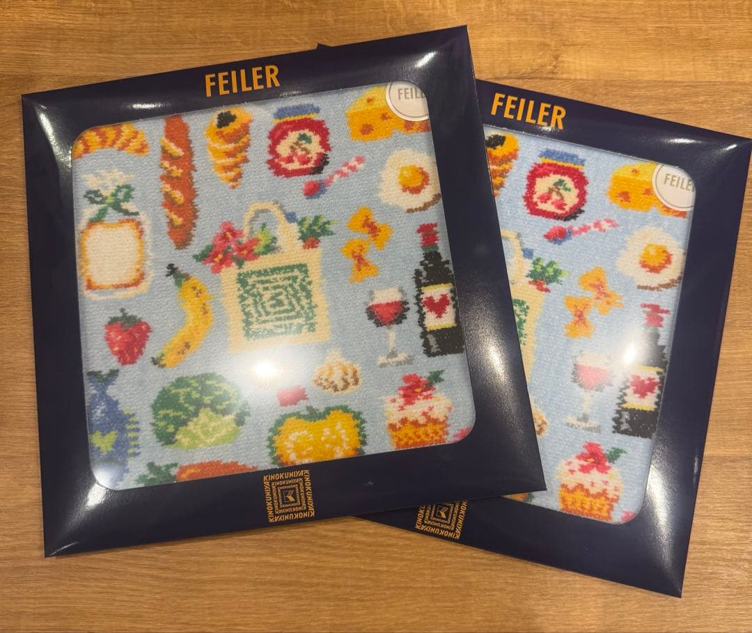 【新品・未開封】紀ノ国屋×FEILER コラボハンカチ　レッド　ブルー