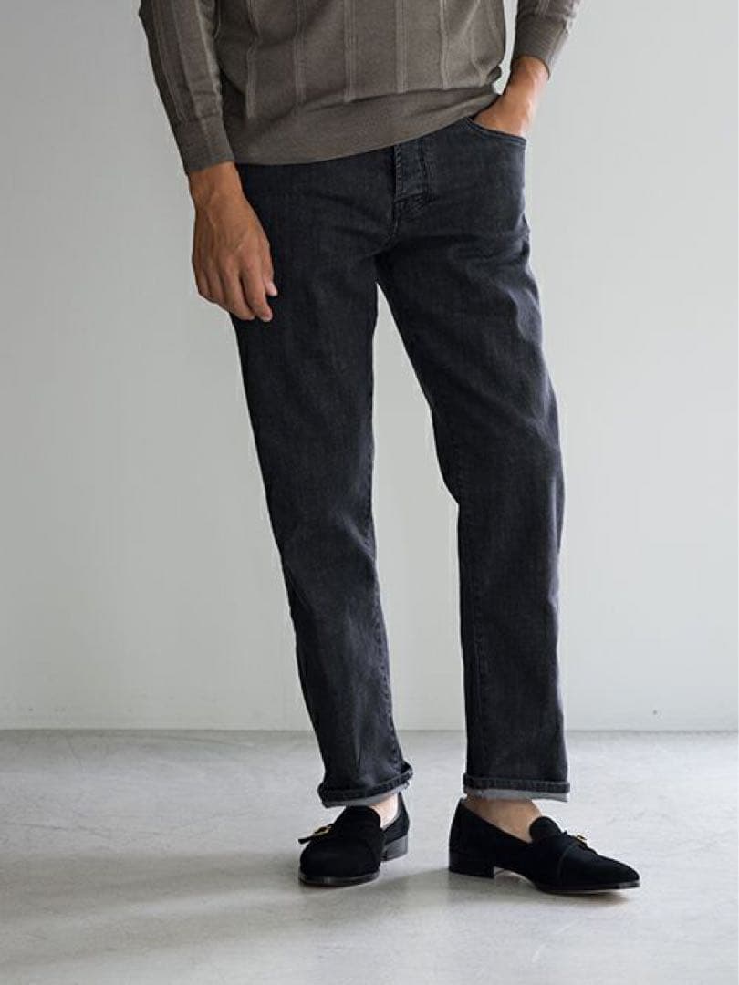 YCHAI ROBUSTO 5ポケット　ウォッシュドブラックデニム30inch