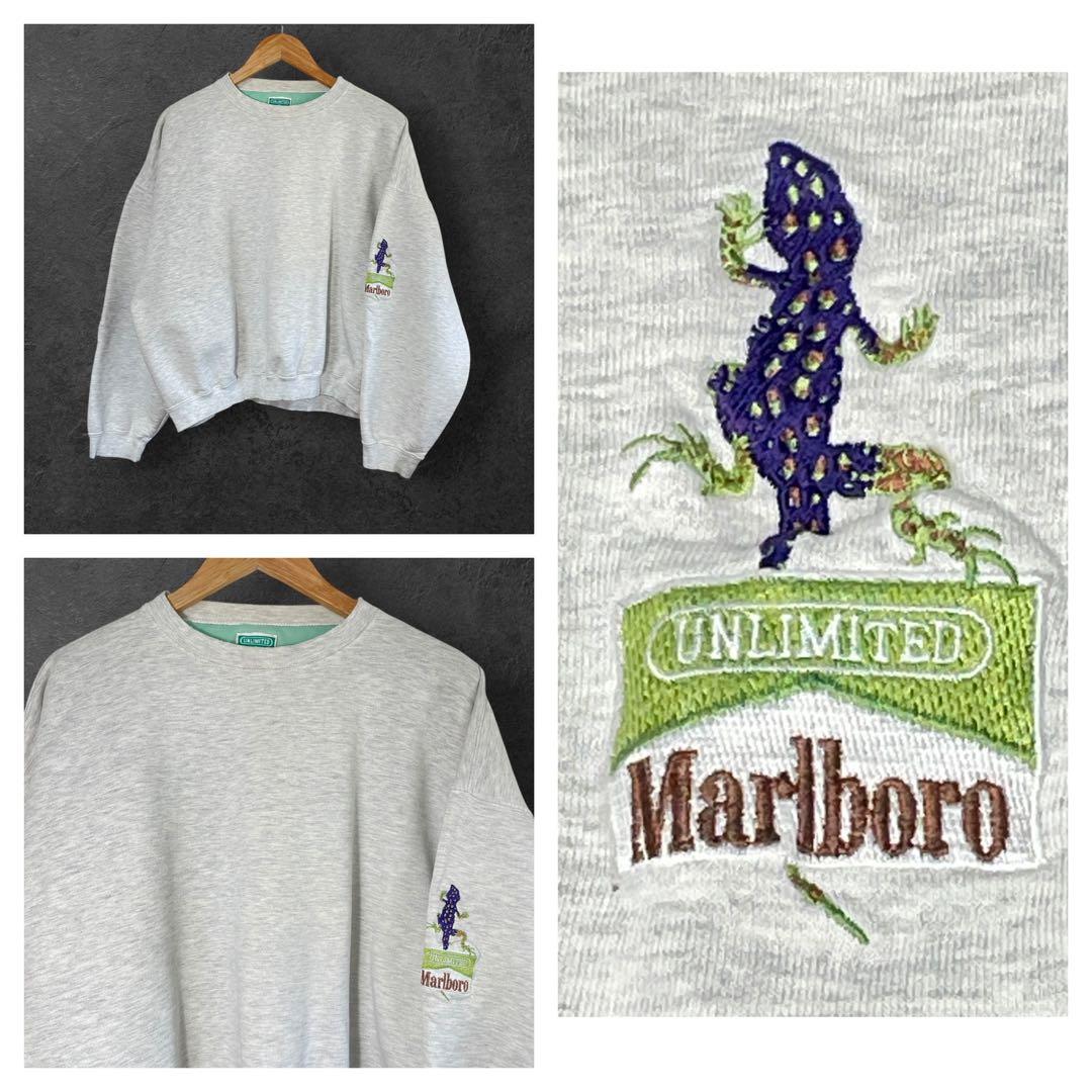 90s Marlboro UNLIMITED 雰囲気系リザード刺繍スウェット短丈