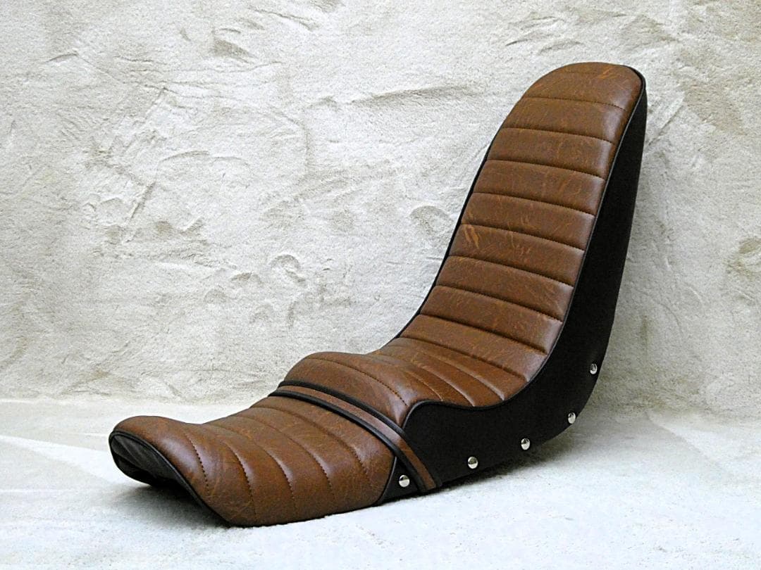 GS400 茶皮ボタン40cm 三段シート/補強入 ブラウンGS400E