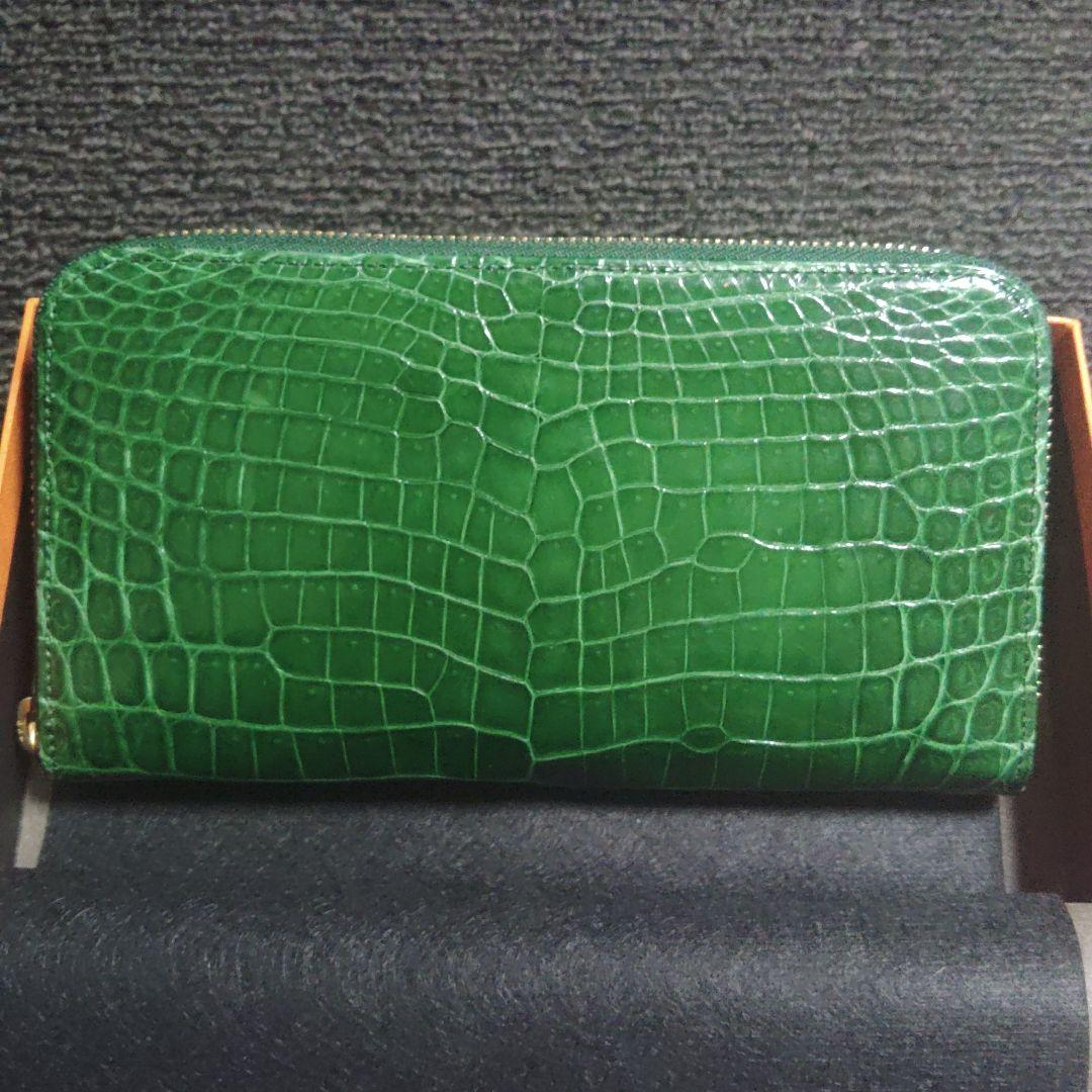 ナイルクロコダイル 財布 グリーン　定価107800円