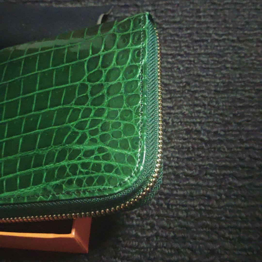 ナイルクロコダイル 財布 グリーン　定価107800円