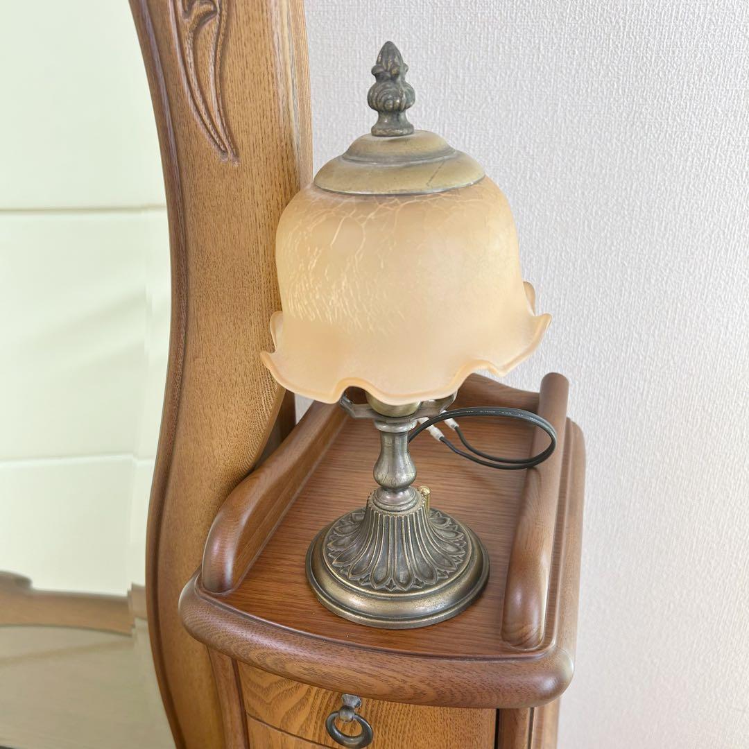 猫脚ドレッサー　高級　アンティーク　レトロランプ付　開き鏡　ヨーロピアンイタリア