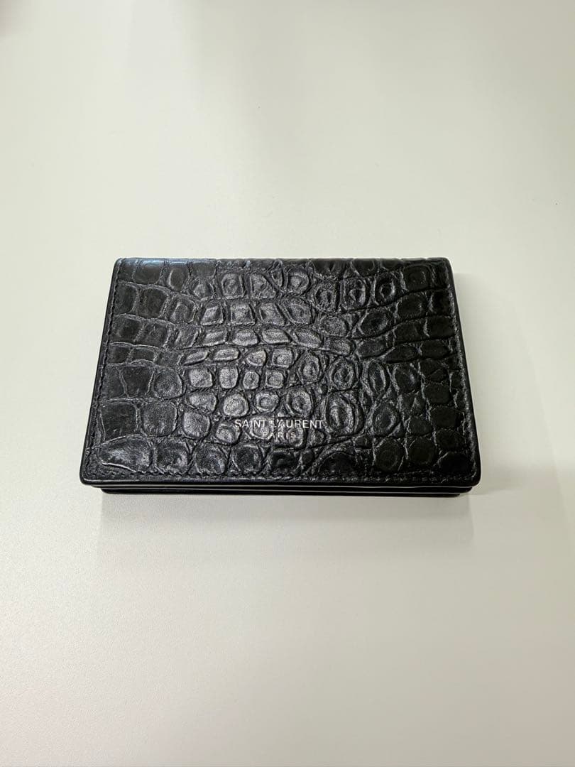 SAINT LAURENT サンローラン　クロコ調ブラック名刺入れ