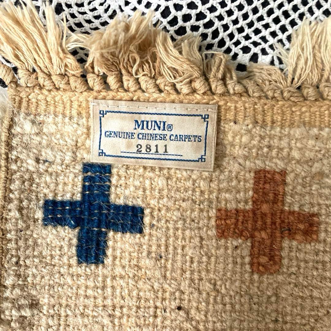 MUNI 十字模様 フリンジ付きチェアラグ5枚セット バラ売り不可