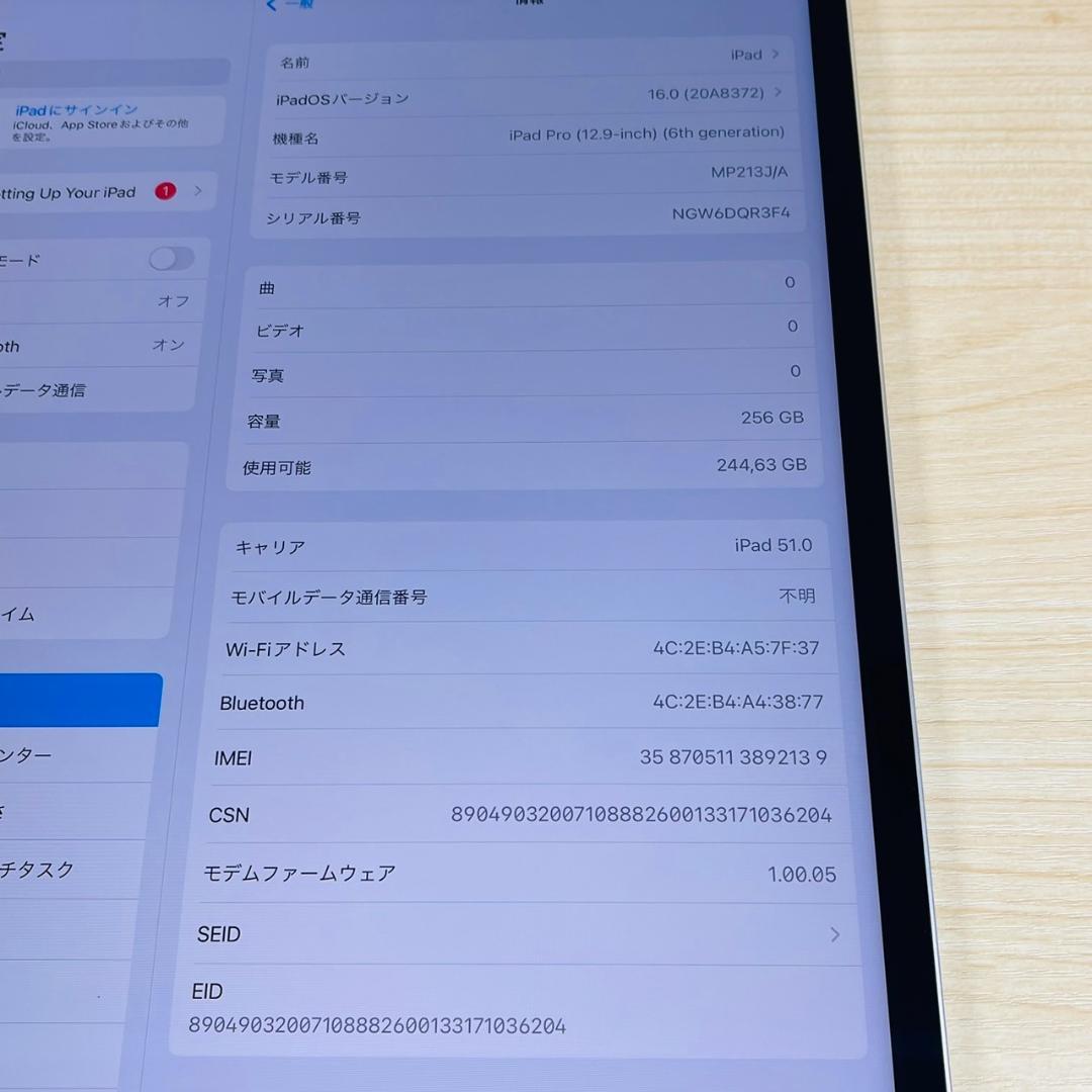 P209 超美品 iPad Pro 第6世代 12.9 256GB セルラー